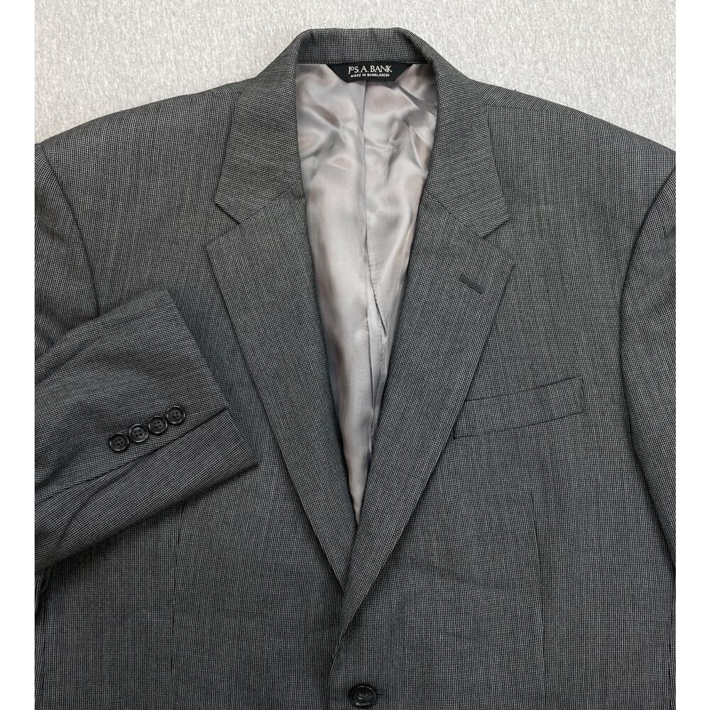 Jos A‎ Bank Blazer Mens 43R Black Gray 100% Wool Single Breasted 2-Button Lined